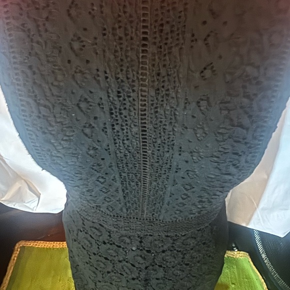 Theory Black Crochet Halter Gown | Open-Back Evening Dress | Size 6 - Picture 6 of 12